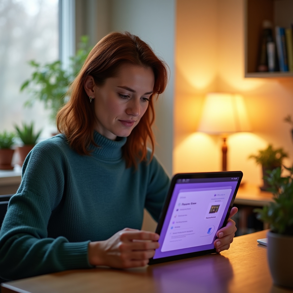 Kurs podstaw mindfulness — materiały edukacyjne na ekranie tabletu